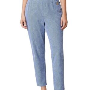 Tommy Hilfiger Pants Womens 14 Blue White Striped‎ Pull On Slim Leg